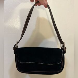 Loxwood mini leather suede purse black